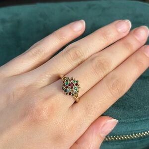 18 KG Electroplated over 925 Multi Stone Dome Ring